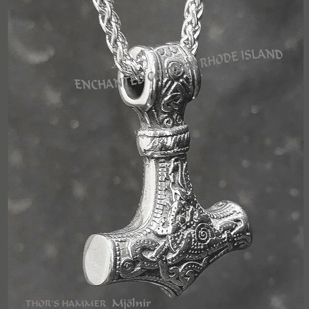 Viking Norse THOR'S HAMMER 2-Sided Stainless Steel Pendant 23" Chain Necklace